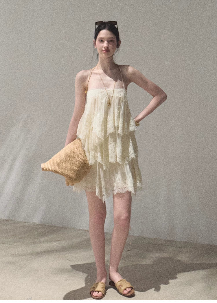 Textured Lace Trim Dress