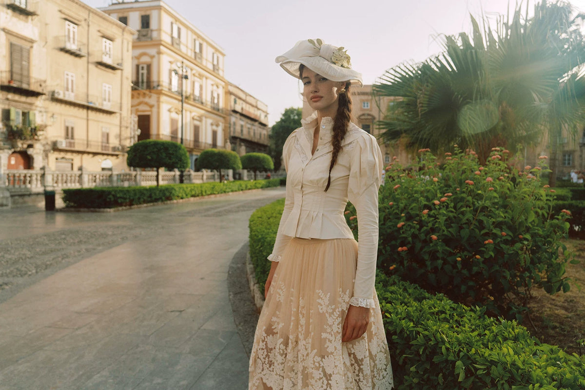 Lace Trim Victorian Midi Dress