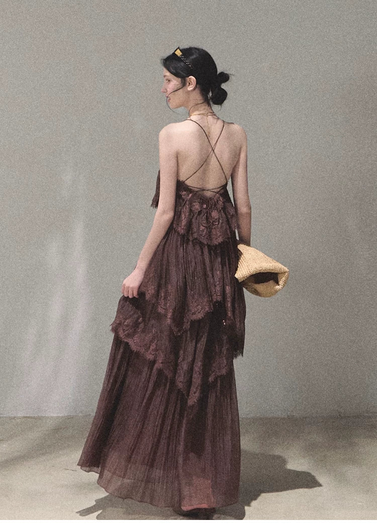 Textured Lace Trim Dress