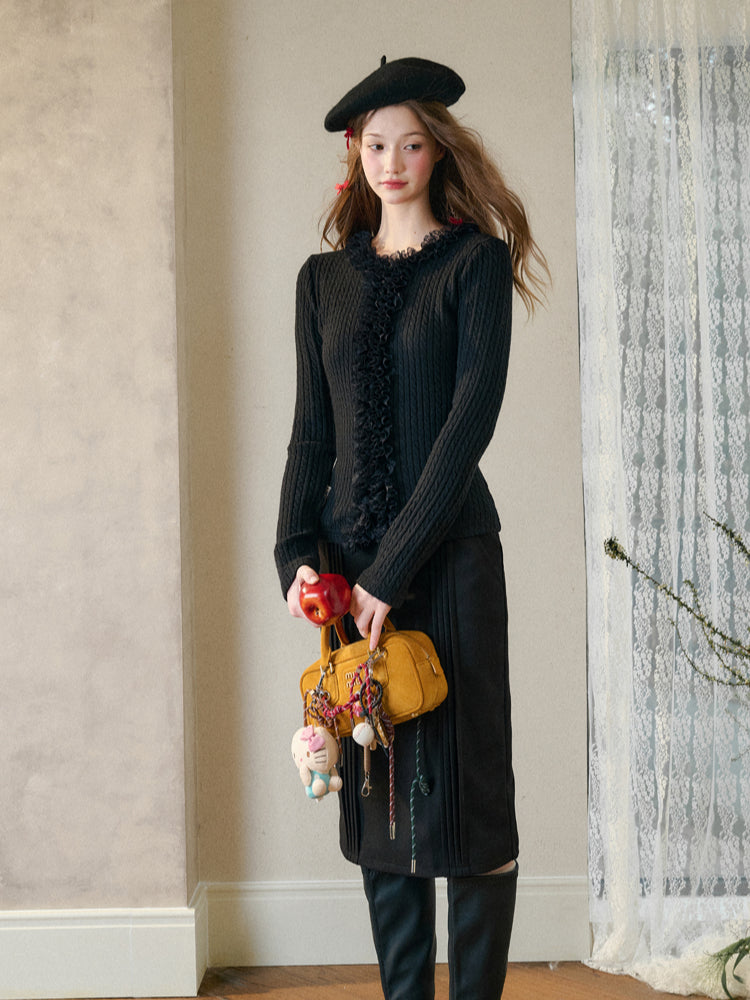 Elastic Knit Cardigan Base Sweater - CHINASQUAD