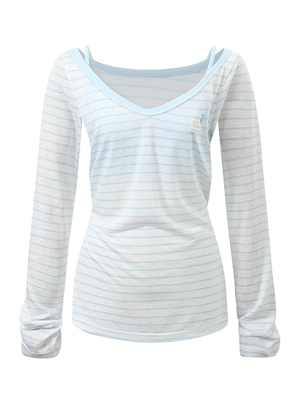 Blue & Pink Striped Cover-Up & Cami Set - CHINASQUAD