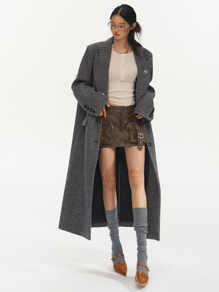 Gray Relaxed Fit Woolen Coat - CHINASQUAD