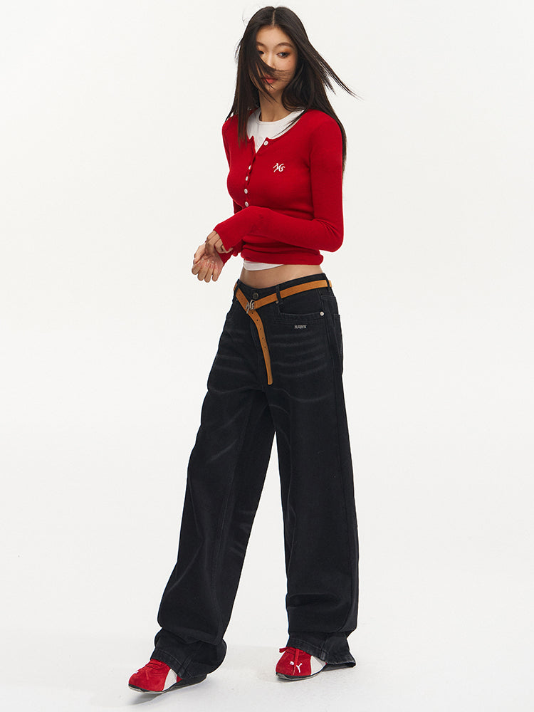 Vintage Low-Waist Loose Straight-Leg Pants - CHINASQUAD