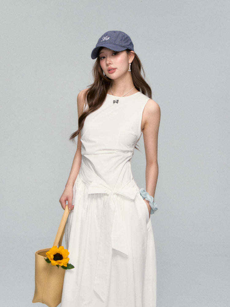 Sleeveless Tie-Waist A-Line Sundress - CHINASQUAD