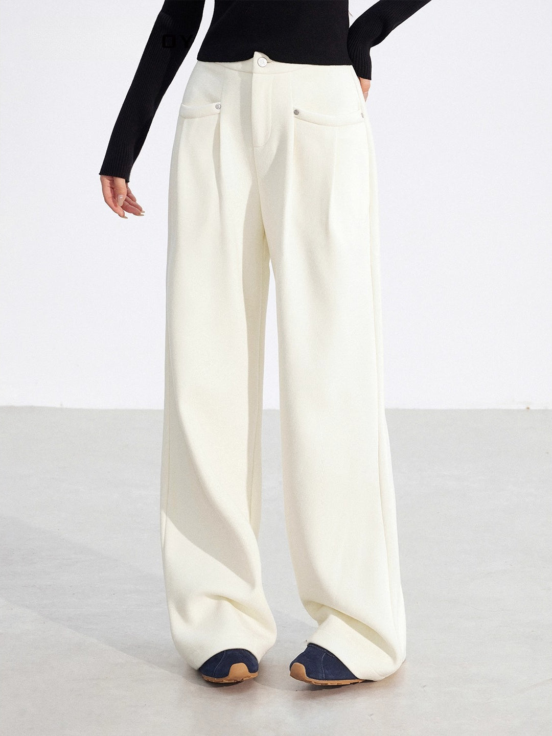 Chenille Fleece-Lined Wide-Leg Pants