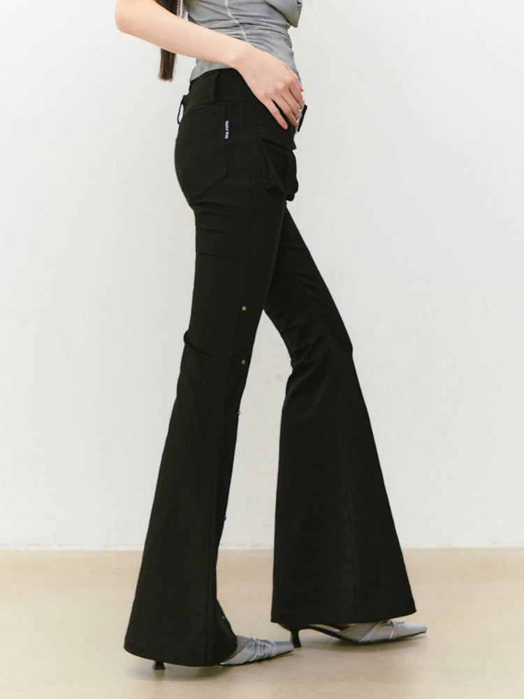 Rose Rivet Flared Cargo Pants - CHINASQUAD