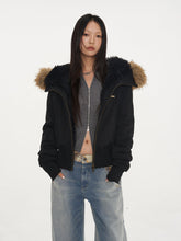 Fur Collar Fleece-Lined Short Coat - CHINASQUAD
