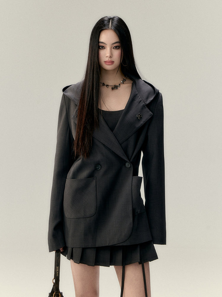 Rose Flower Waist Belt Suit Dress - CHINASQUAD