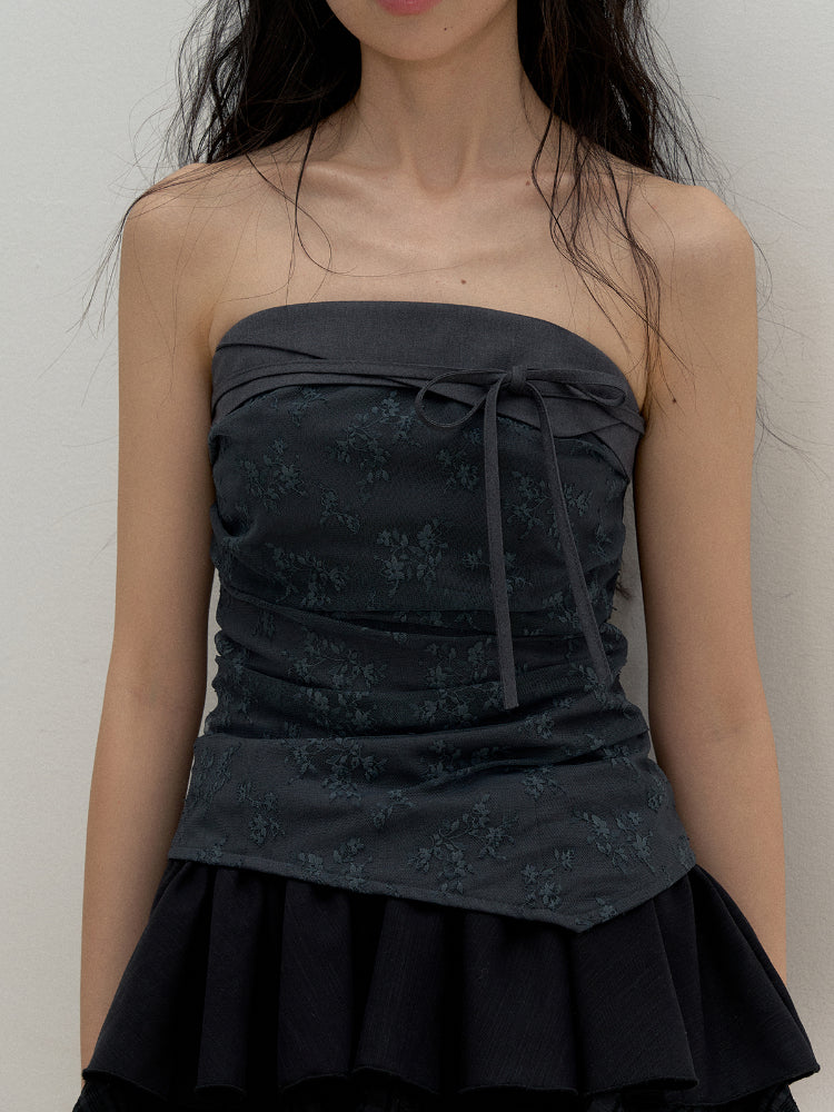 Sleeveless Off-Shoulder Lace Splicing Bustier - CHINASQUAD