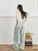 Lace-Panel Loose Straight Denim Jeans - CHINASQUAD