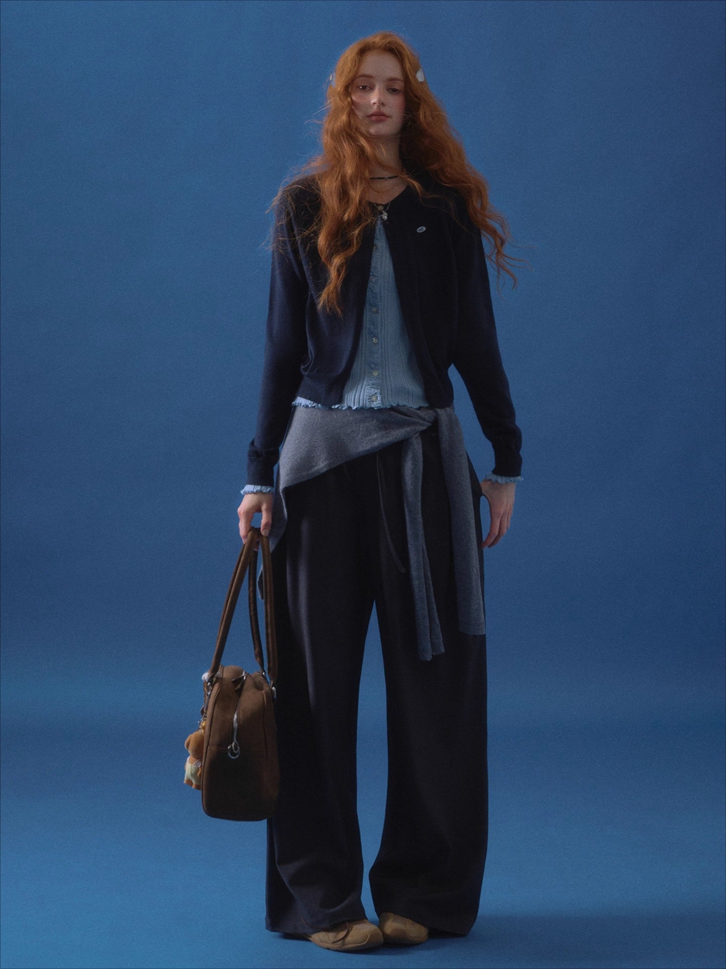 Contrast Layered-Effect Knit Cardigan - CHINASQUAD