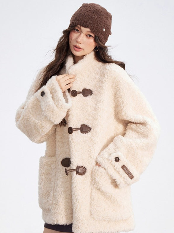 Wool-Blend Shearling Buttoned Jacket