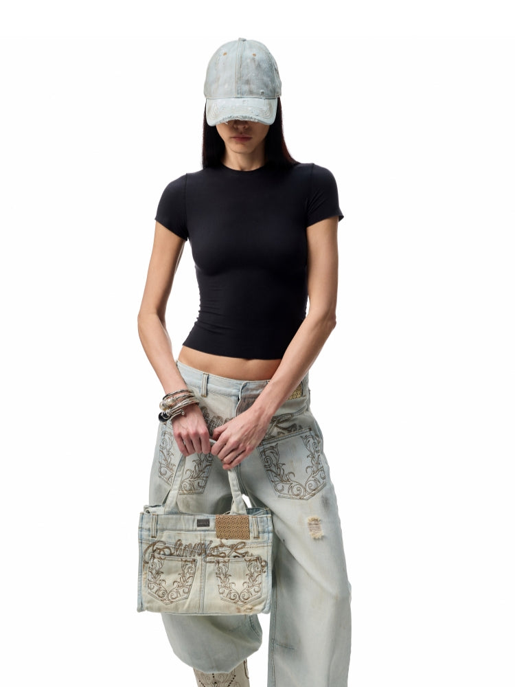 Basic Slim-Fit Solid-Color T-shirt - CHINASQUAD