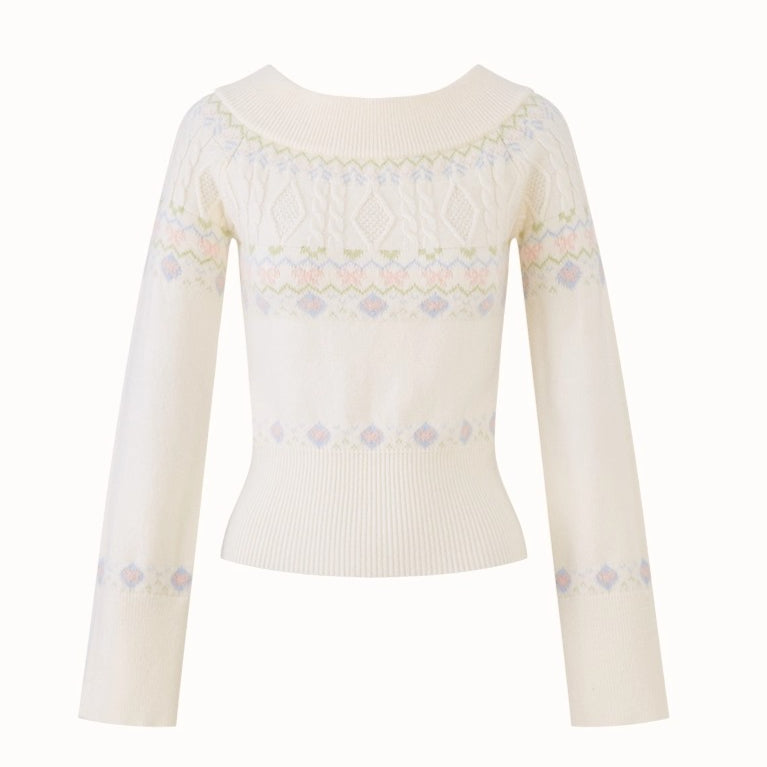 Cosagach Fair Isle Knit Crewneck & Floral Skirt Set