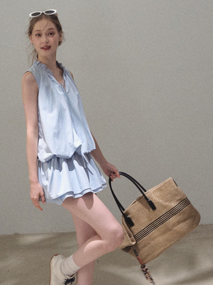 Lyocell Cotton Bubble Hem Dress