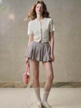 Velvet Floral Pleated Skirt - CHINASQUAD