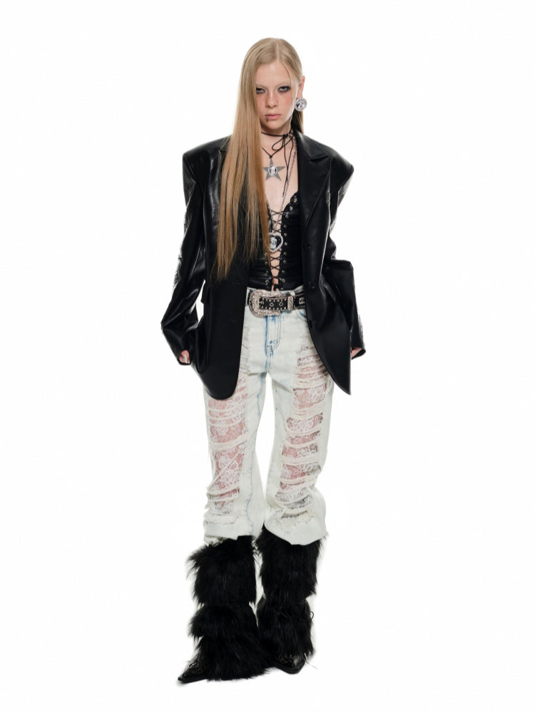 Black & White Hollow-out Lace-up Camisole - CHINASQUAD