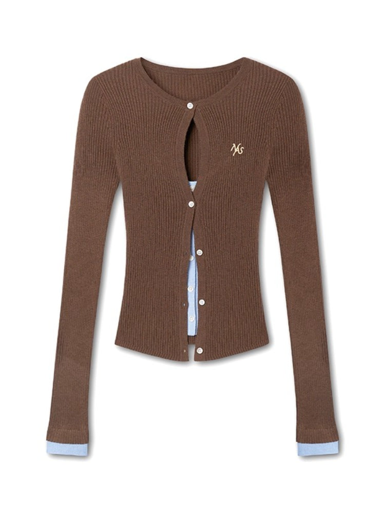 Fake Two-Piece Perth Knit Cardigan - CHINASQUAD