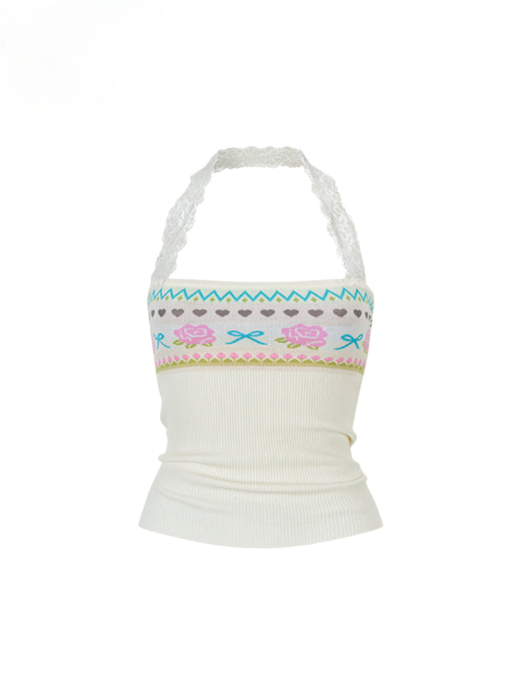 Floral Lace Off-Shoulder Bustier Vest - CHINASQUAD