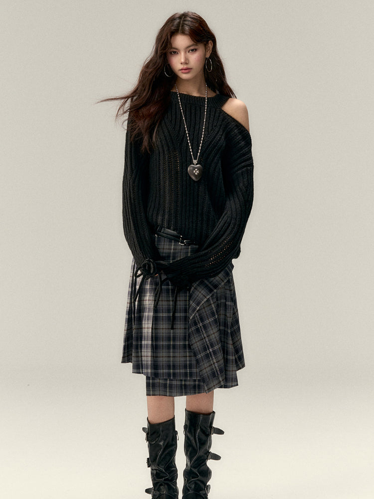 Two-Way Bowknot Irregular Sweater - CHINASQUAD