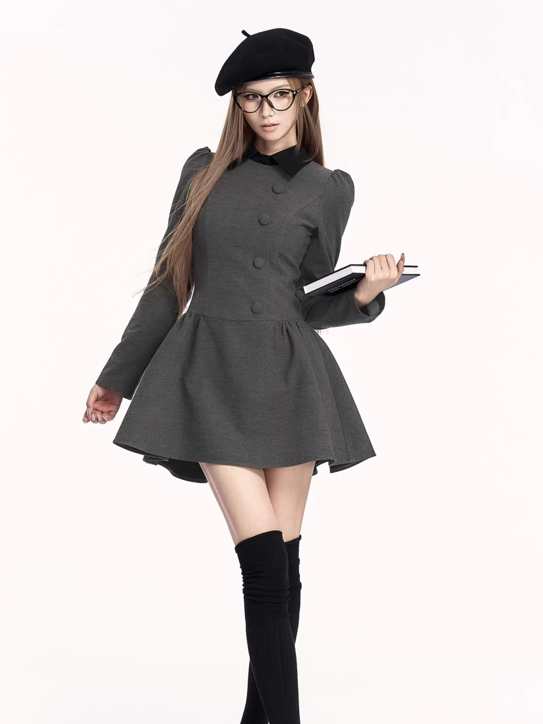 Vintage Preppy Faux Fit-and-Flare Dress