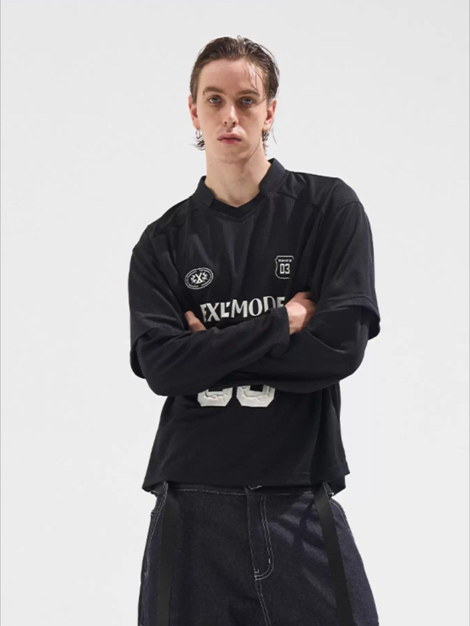 Vintage Striped Layered-Effect Long Sleeve Jersey T-Shirt - CHINASQUAD