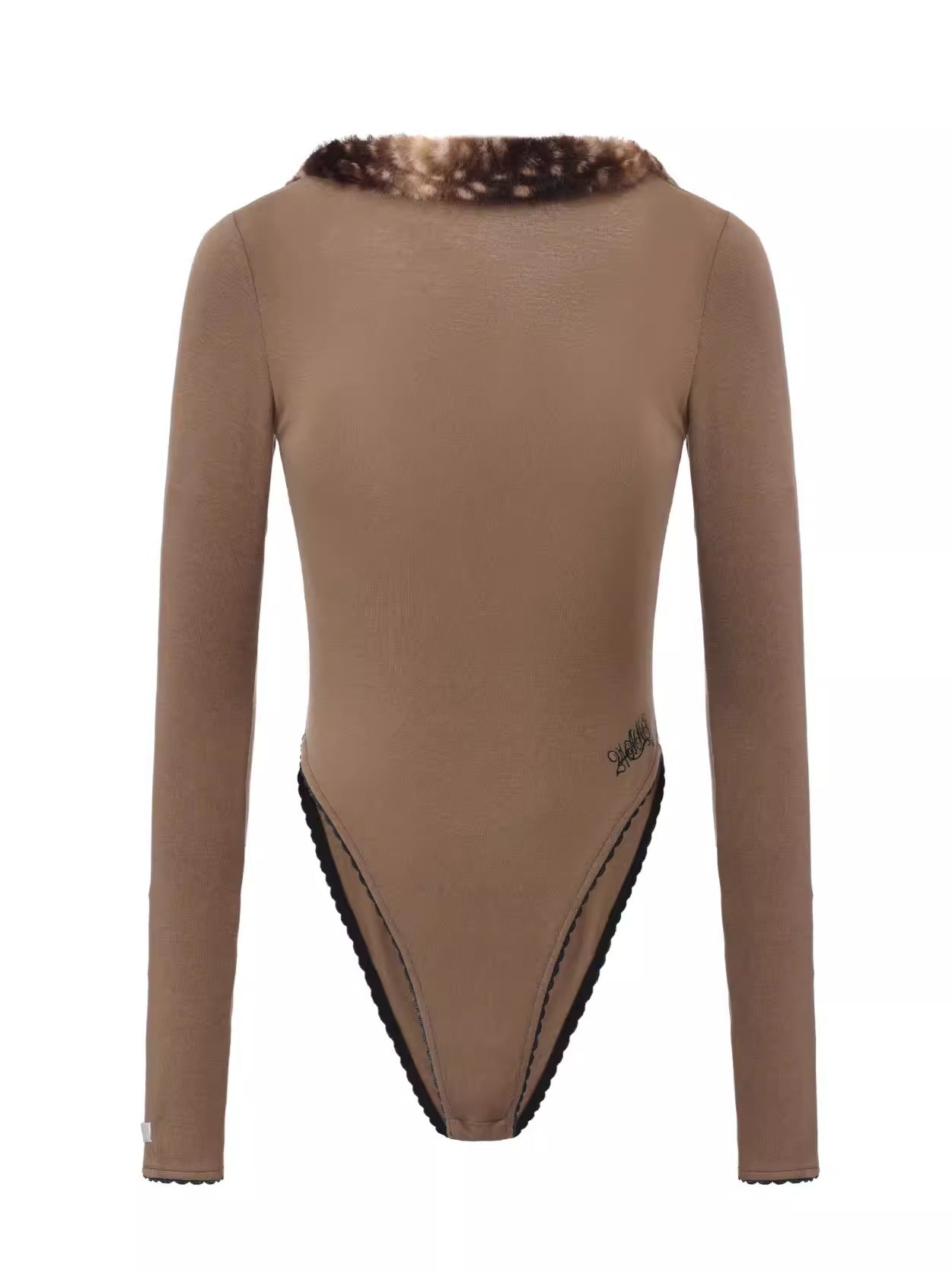 Faux Fur-Panelled Knit Bodysuit