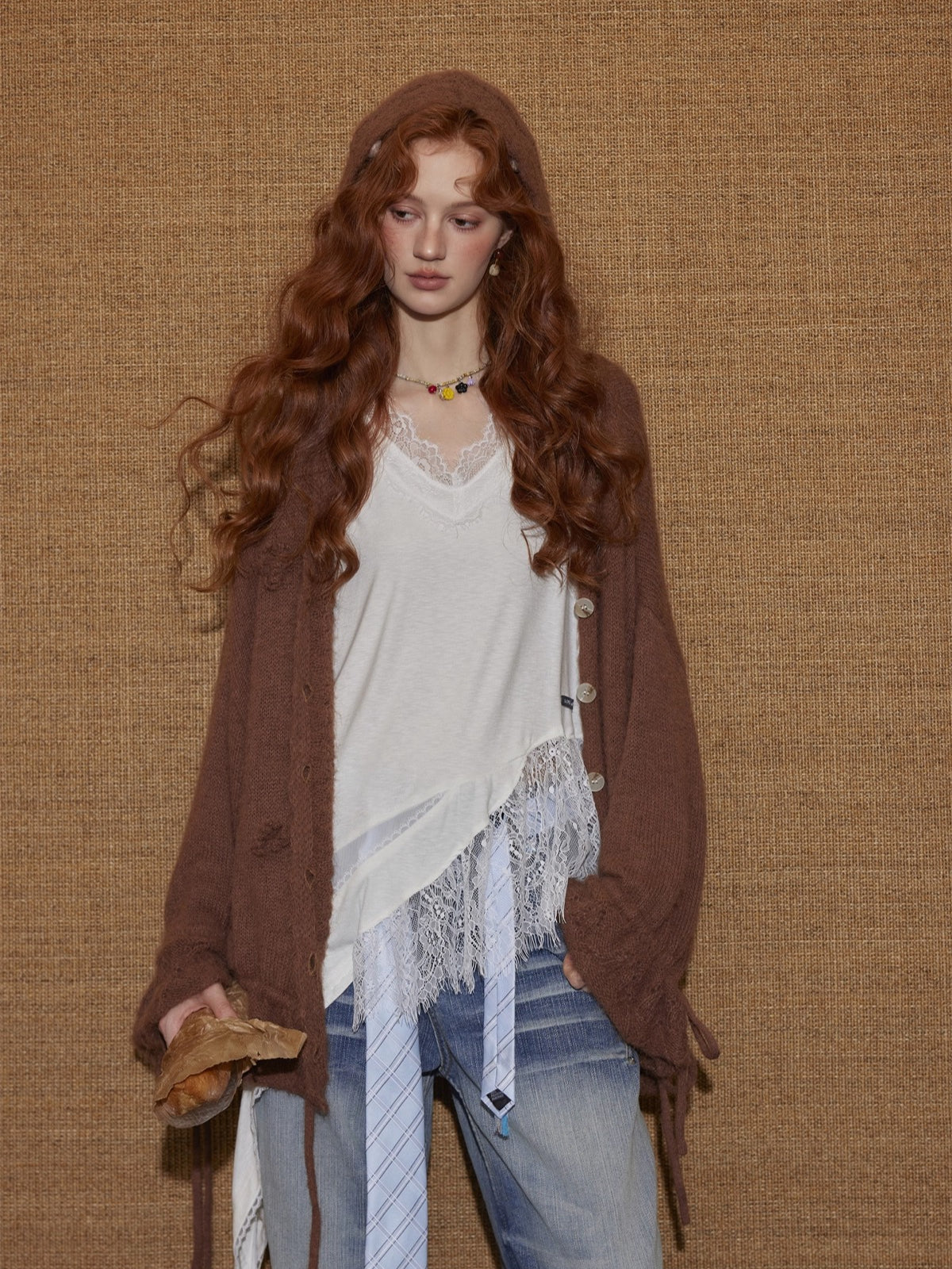 Vintage Lace Trim V-Neck Tank Top - CHINASQUAD