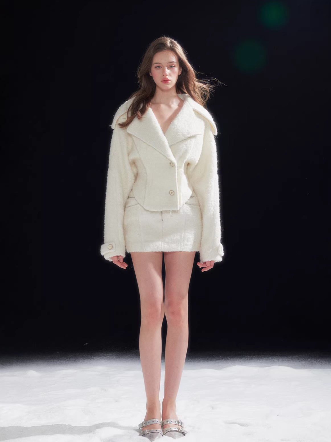 Waist-Cinched Wool Jacket & Midi Skirt Set