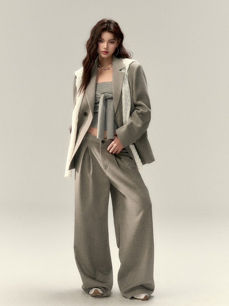 Extra-Long Thick Wool Tailored Pants - CHINASQUAD