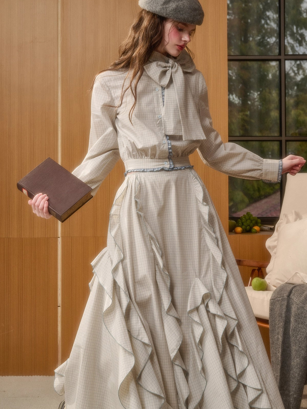 Organic Cotton Gingham Blouse Set