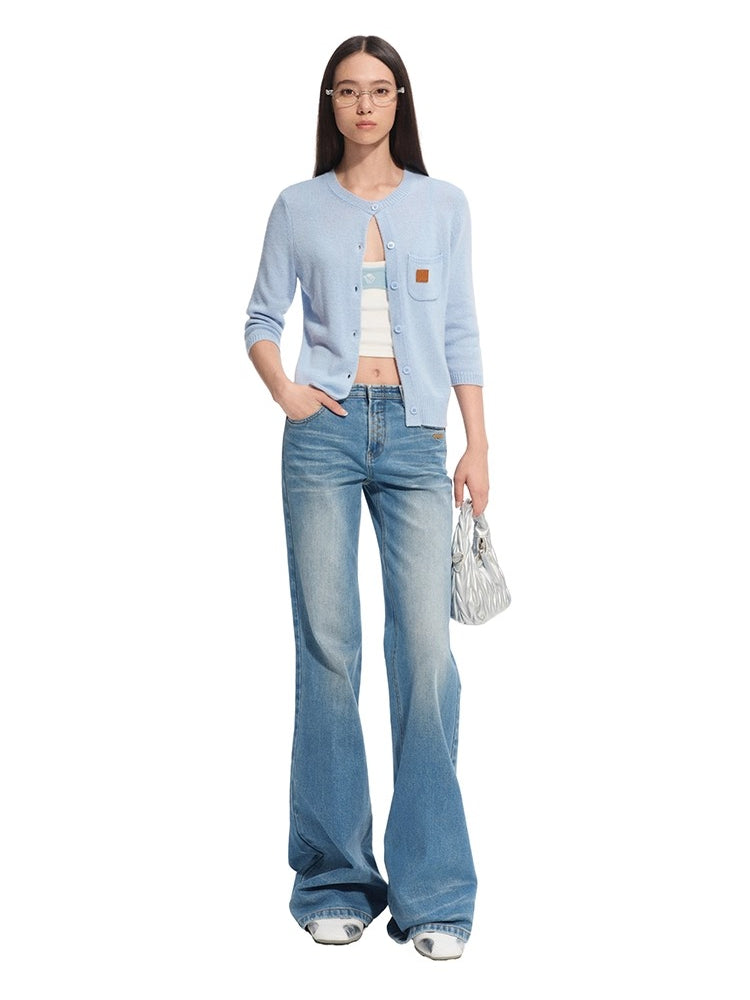 Cashmere Round Neck Regular Shoulder Cardigan - CHINASQUAD