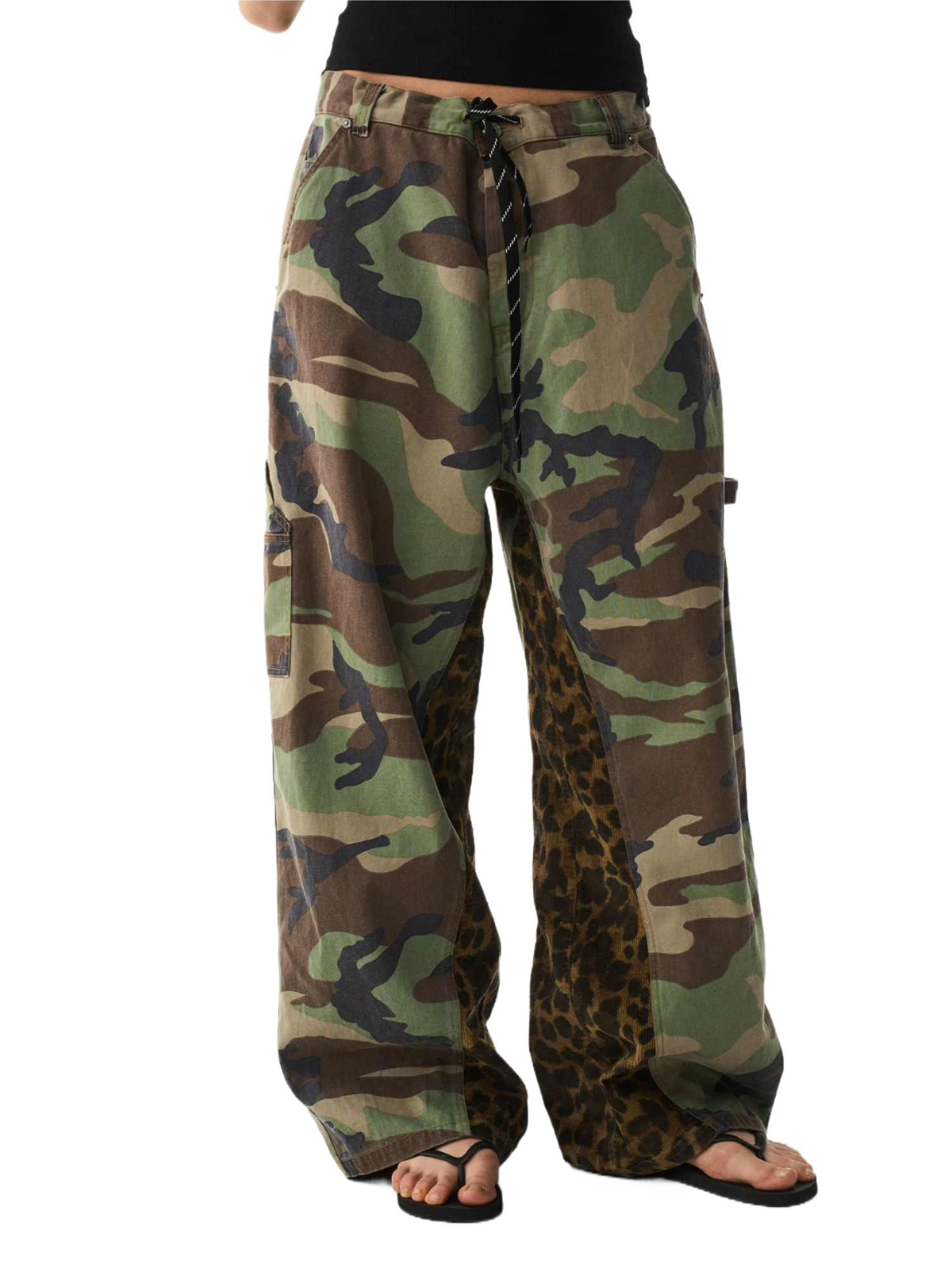 Camo Leopard Patchwork Workwear Pants
