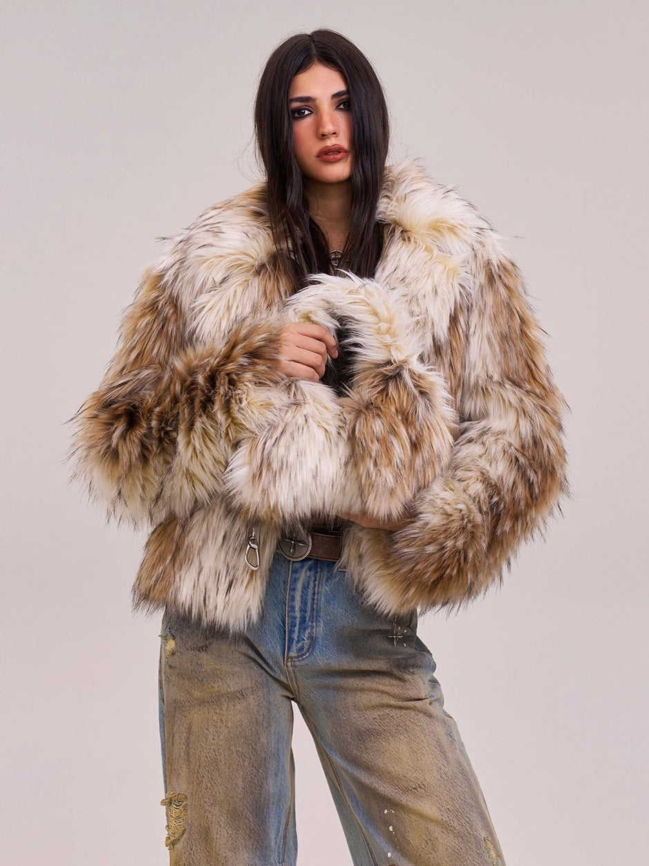 Cross Relic Faux Fur Stone Bag