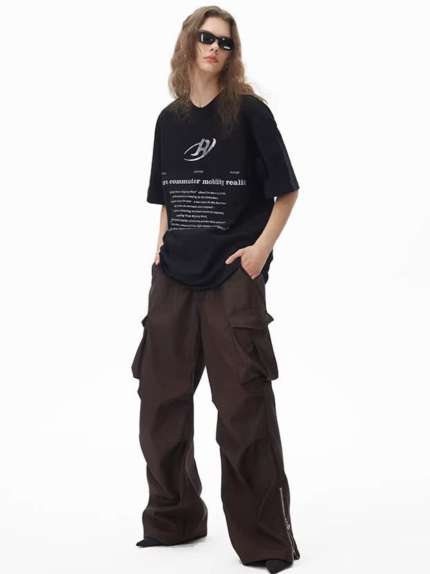 Futuristic Reflective Logo Oversized T-Shirt