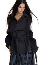 Faux Two-Piece Belted Layered Coat - CHINASQUAD