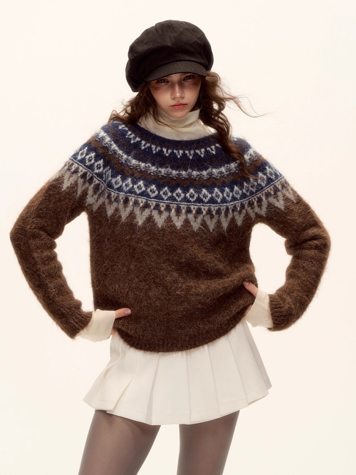 Mohair Blend Pleated Mini Skirt