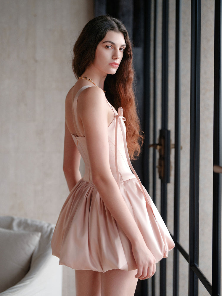 Elegant Waistline Mini Bubble Dress - CHINASQUAD