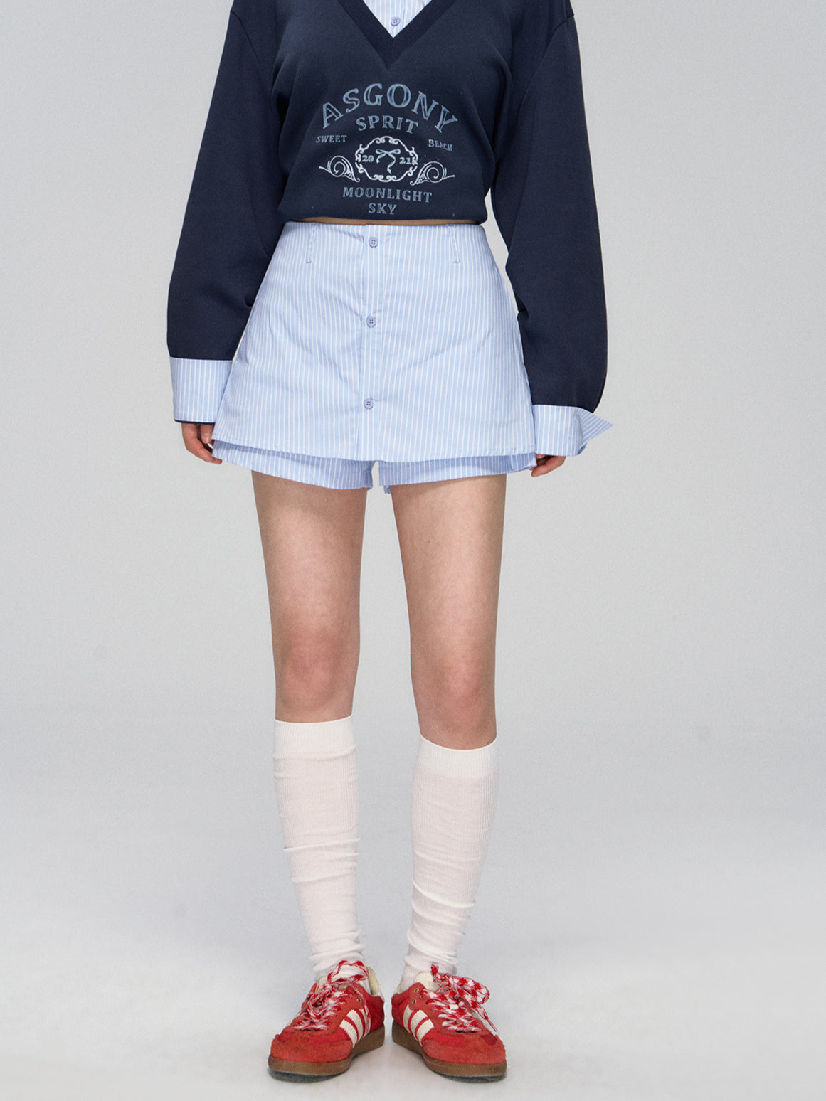 Yellow & Navy Collegiate Butterfly Sweatshirt & Skirt Set - CHINASQUAD