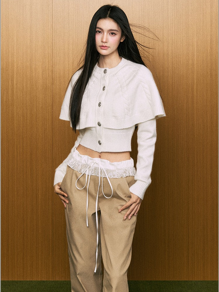 Lace Waist Wide-Leg Straight Pants - CHINASQUAD