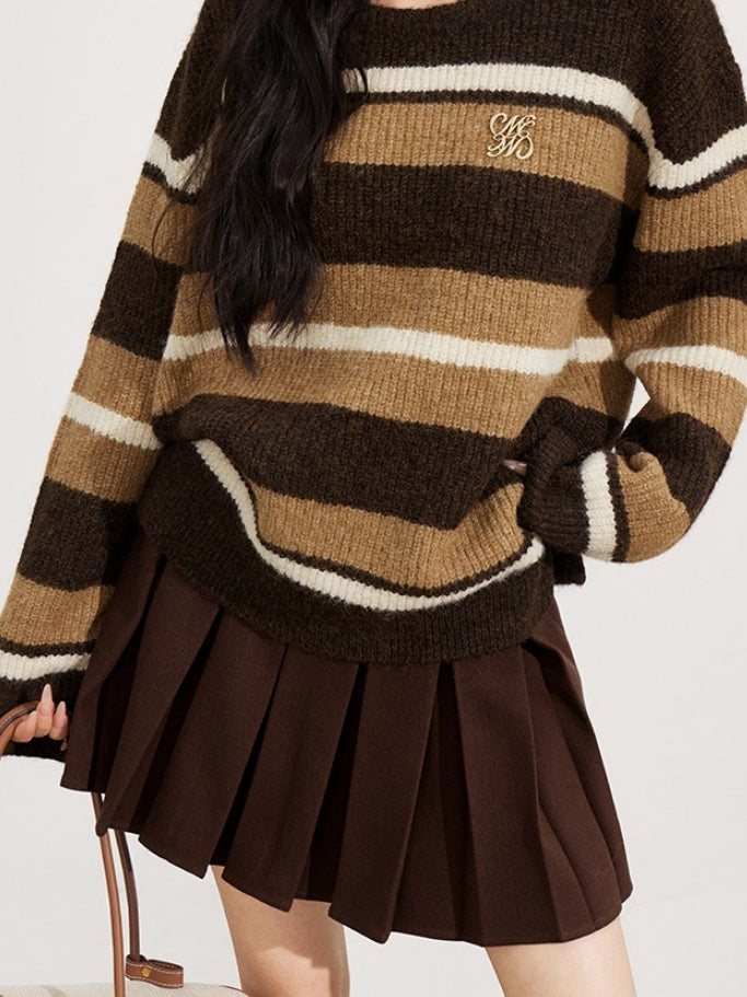 Retro Striped Wool-Blend Crewneck - CHINASQUAD