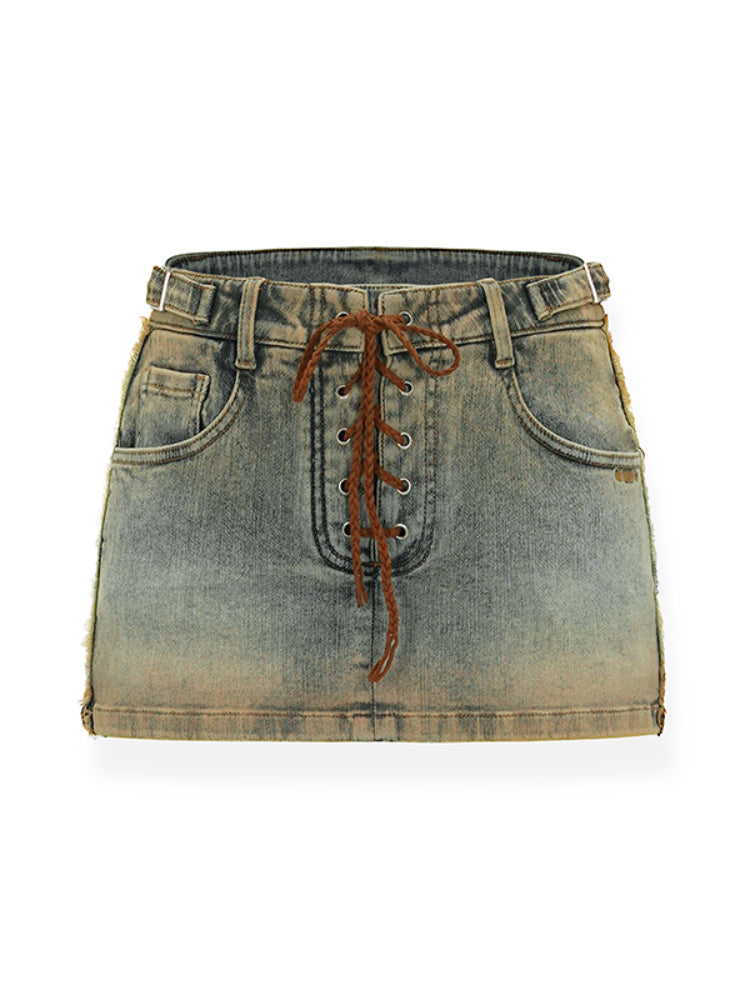 Strap Tie Vintage High Waist Bodycon Skirt - CHINASQUAD