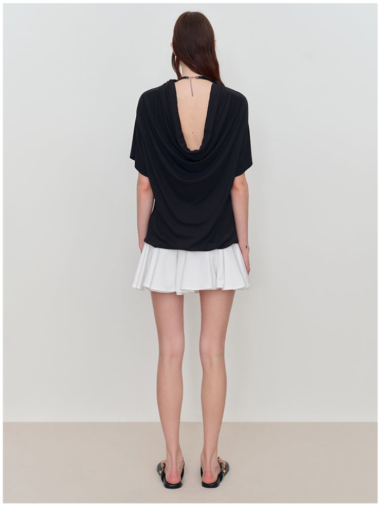 Slant One-Shoulder Swing Neck T-Shirt