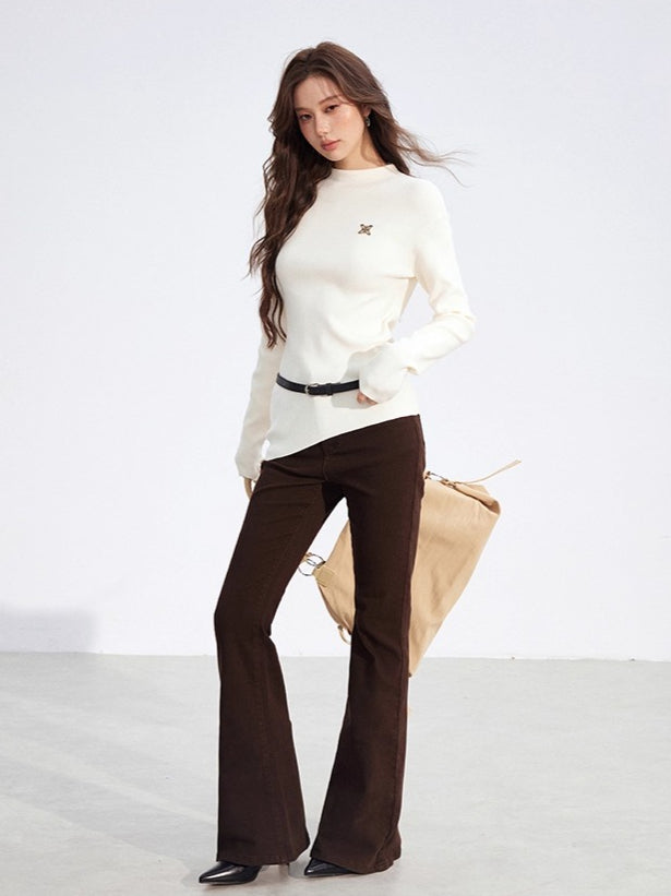 Embroidered Flared Denim Pants