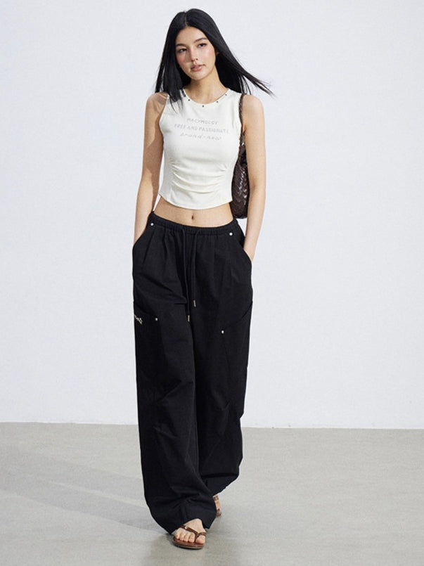Logo Cinched Waist Sleeveless Tank Top