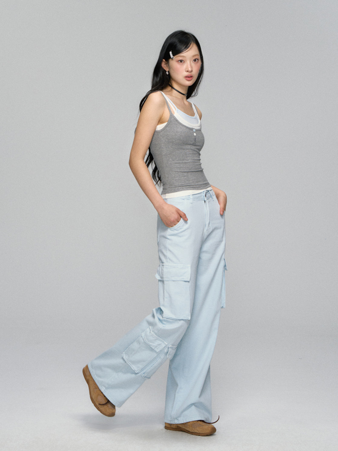 Contrast-Layered Ribbed Knit Tank