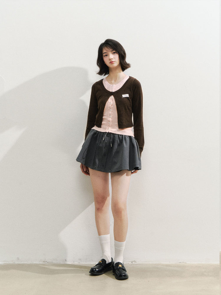 Lace Collar Fake Two-piece Cardigan - CHINASQUAD