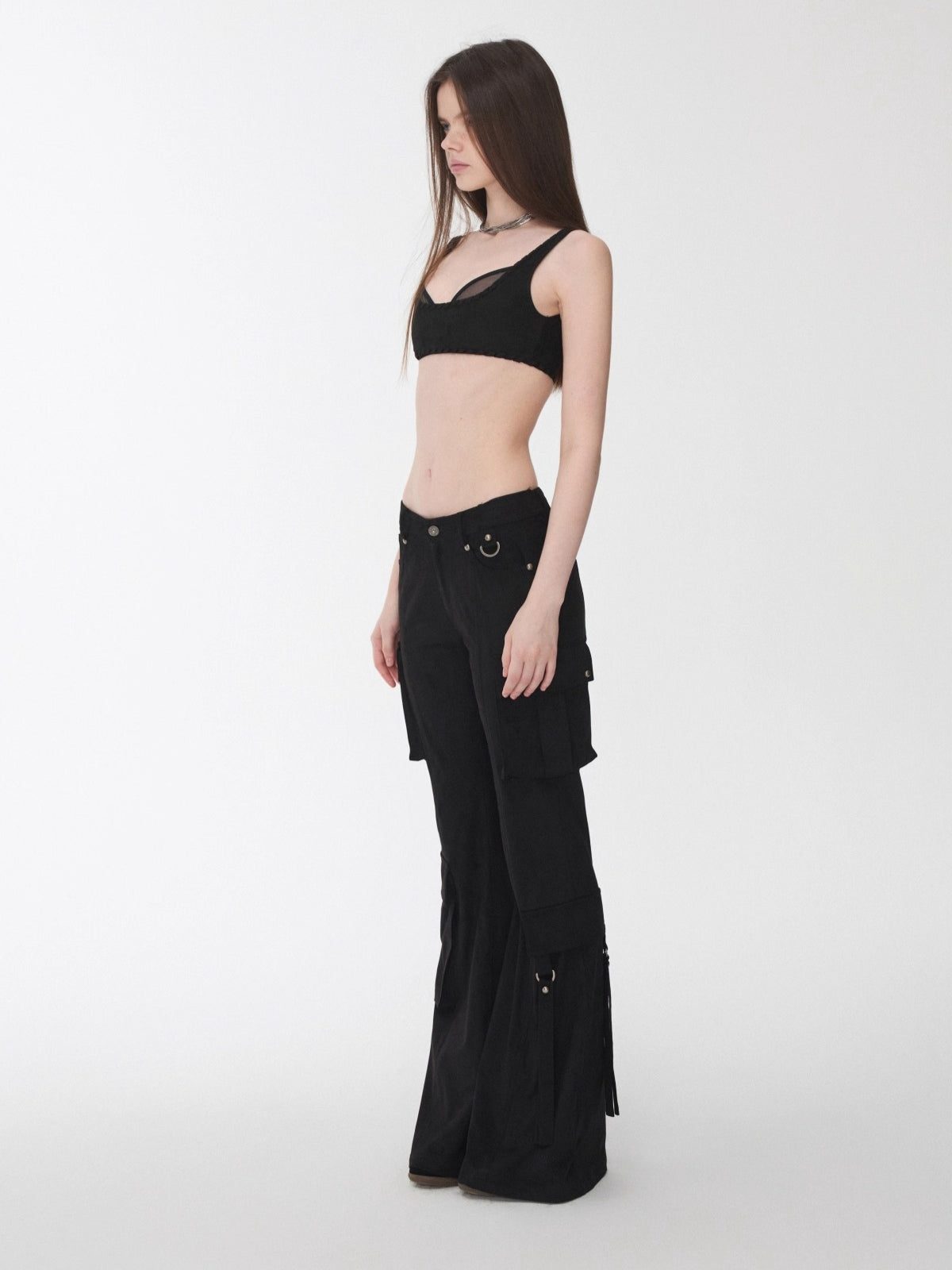 Dual-Layer Suede Lace-Up Bustie Corset