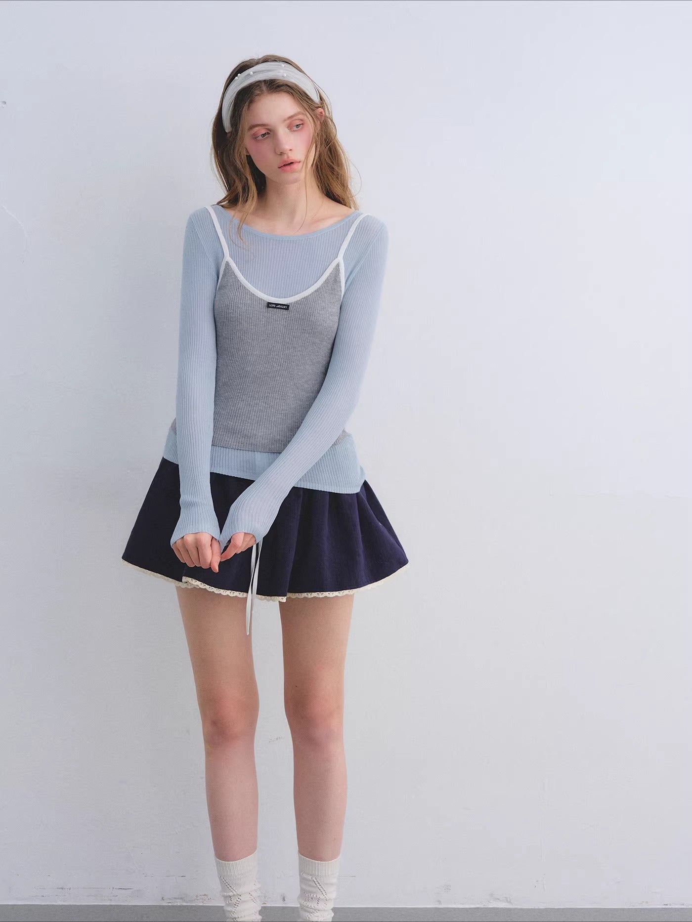 Layered Contrast Camisole Crewneck