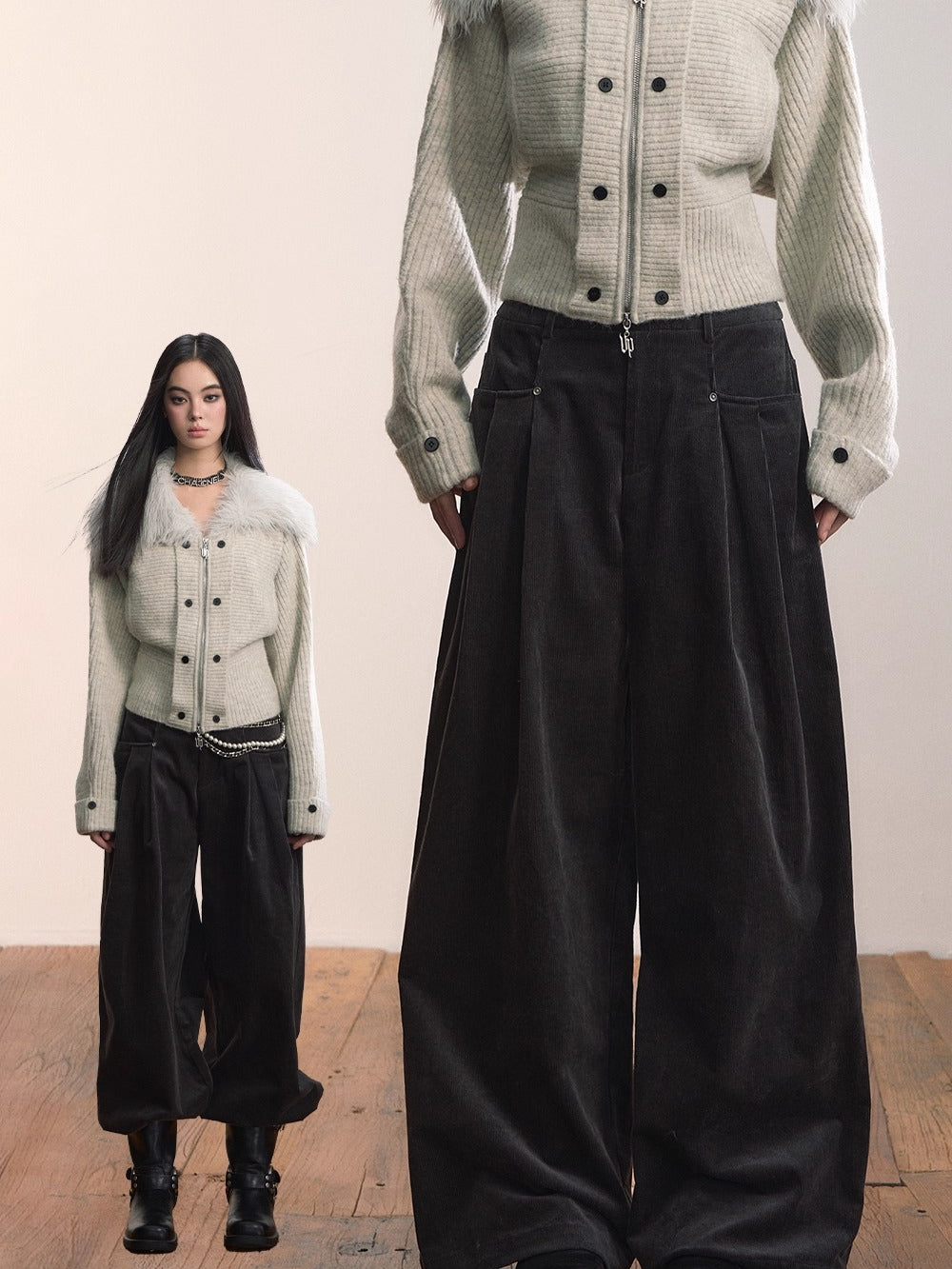 Corduroy Pleated Relaxed Trousers